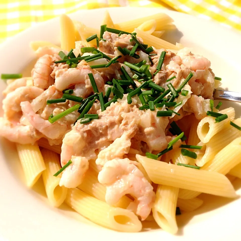 Penne Pasta with Tuna/Shrimp and Chives Sauce|Patrikさん