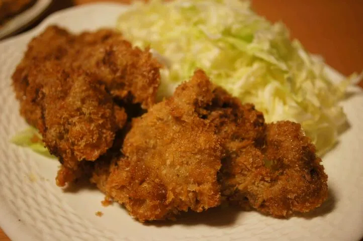 見た目は鮭のフライと一緒ですがレバカツです|cookingパパ五郎さん