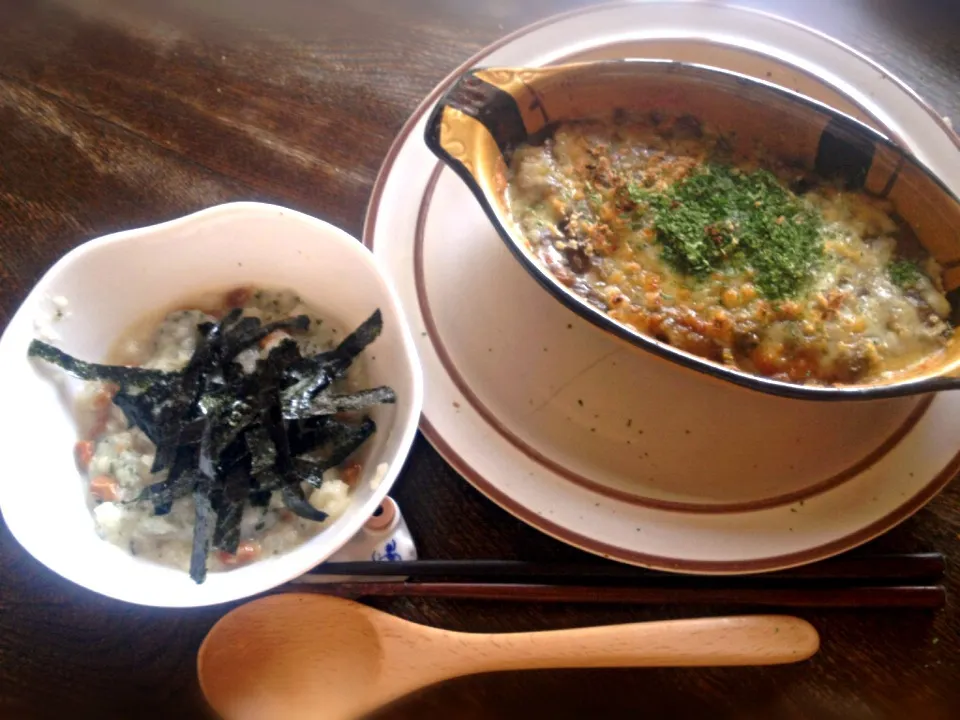 カレーグラタンとおろし納豆餅|トキロックさん