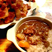 Snapdishの料理写真:簡単唐揚げとカレー|まあやんさん