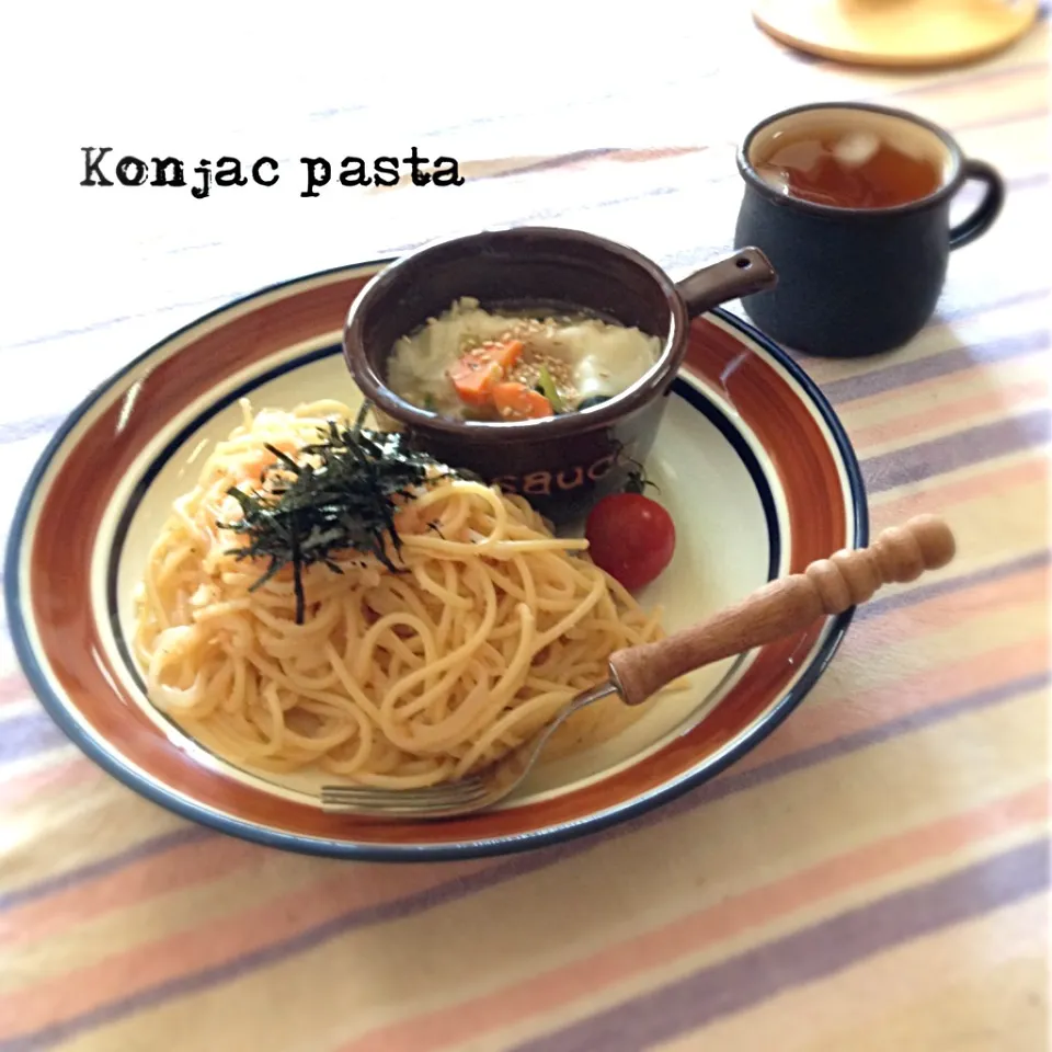 こんにゃくパスタちょびーっと本物のパスタで|モカさん