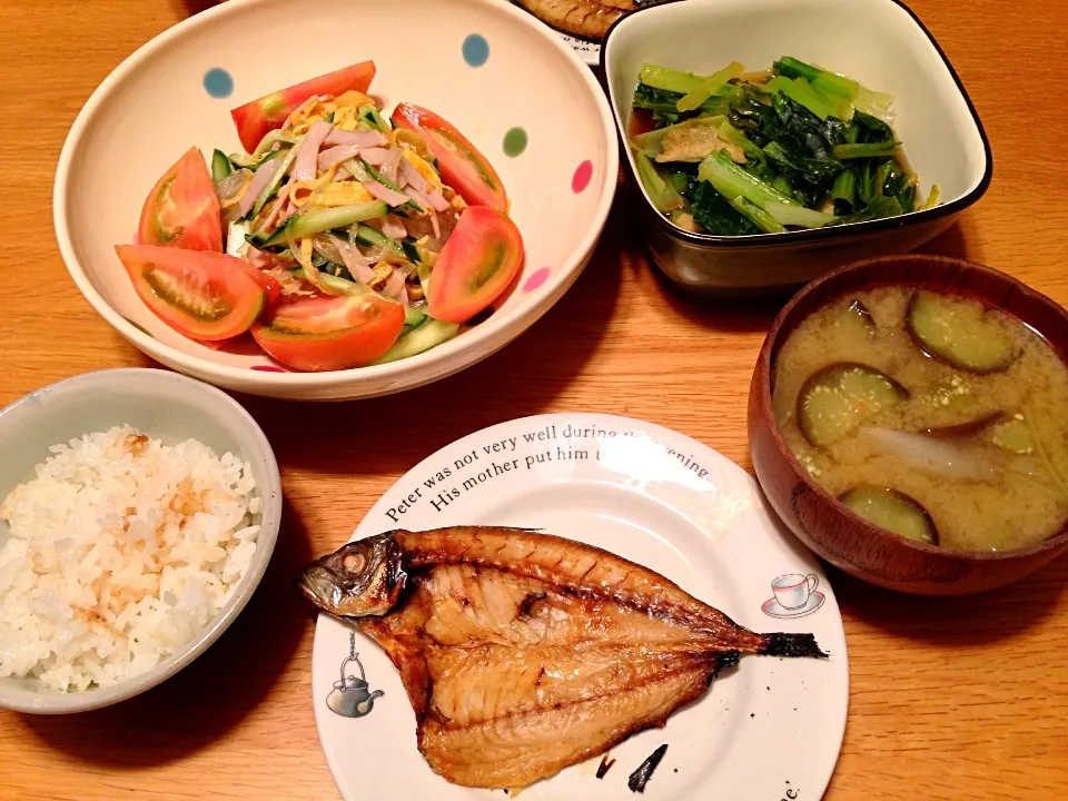 アジの開き定食。ちょー頑張った。|nimocoさん