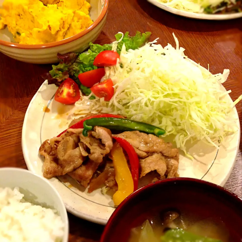 豚の生姜焼き🐷カボチャのサラダ|yuuminさん