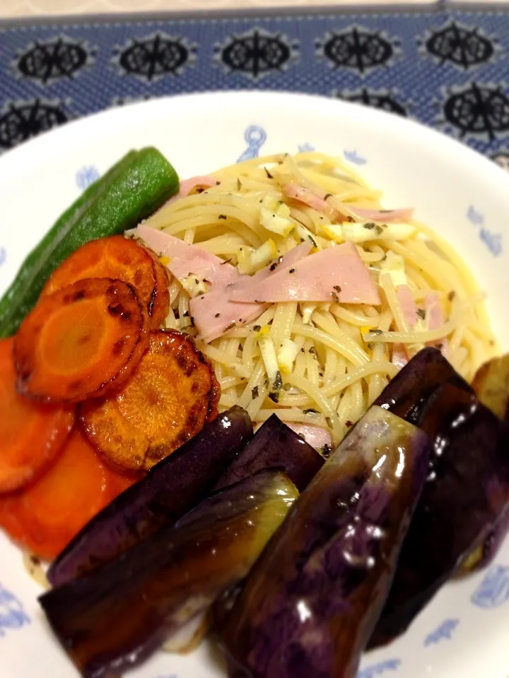 レモンスパゲティの焼き野菜添え|カザラさん