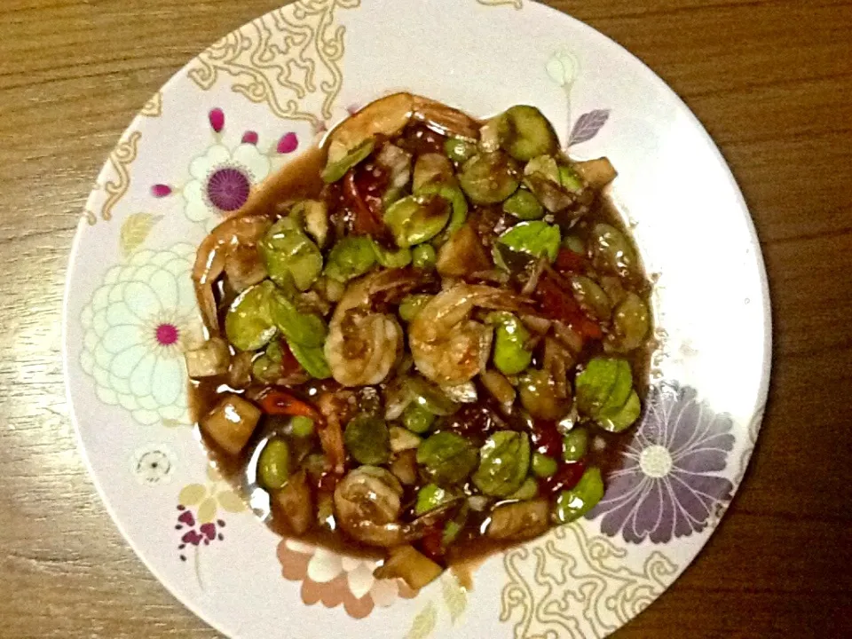 Stir fried Thai flat beans with shrimp|Mare Kieさん