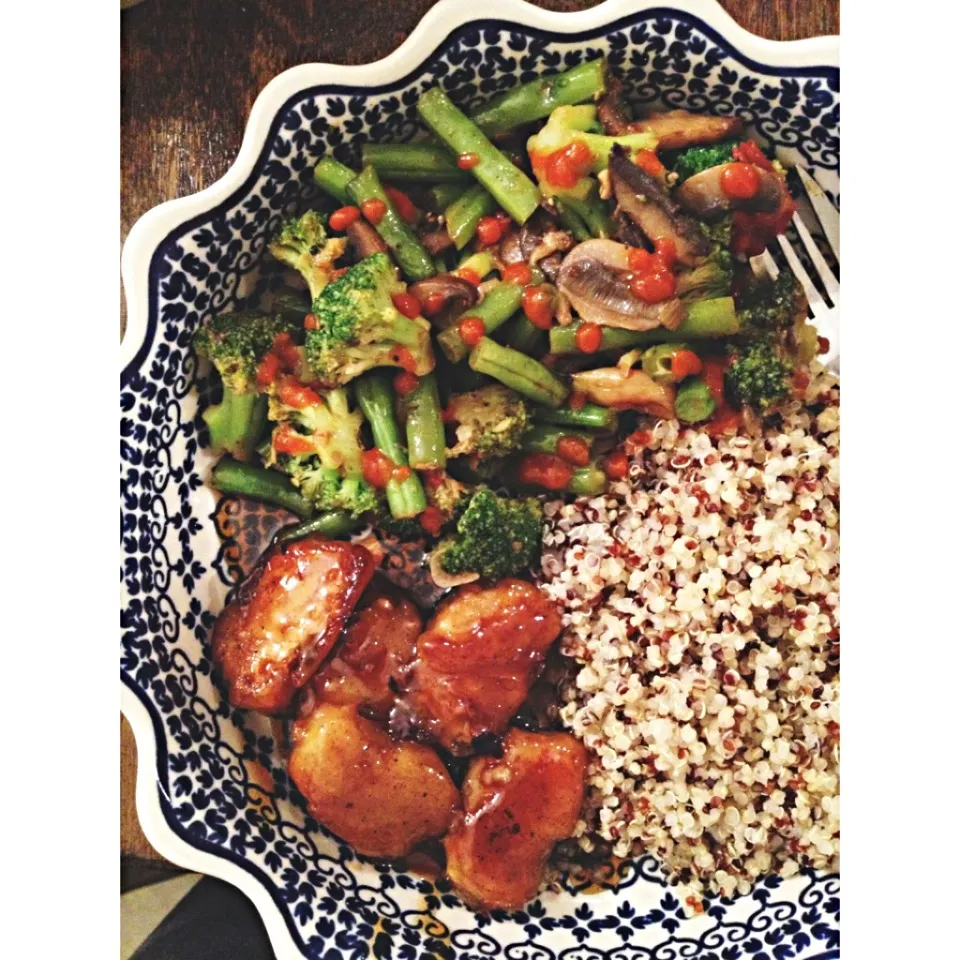 Quinoa, Sautéed Green Beans and Broccoli, and Mandarin Orange "Chicken"|Anneさん