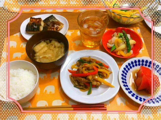 Snapdishの料理写真:青椒肉絲 (*´˘`*)♡パプリカと貝柱マリネ|ゆきさん