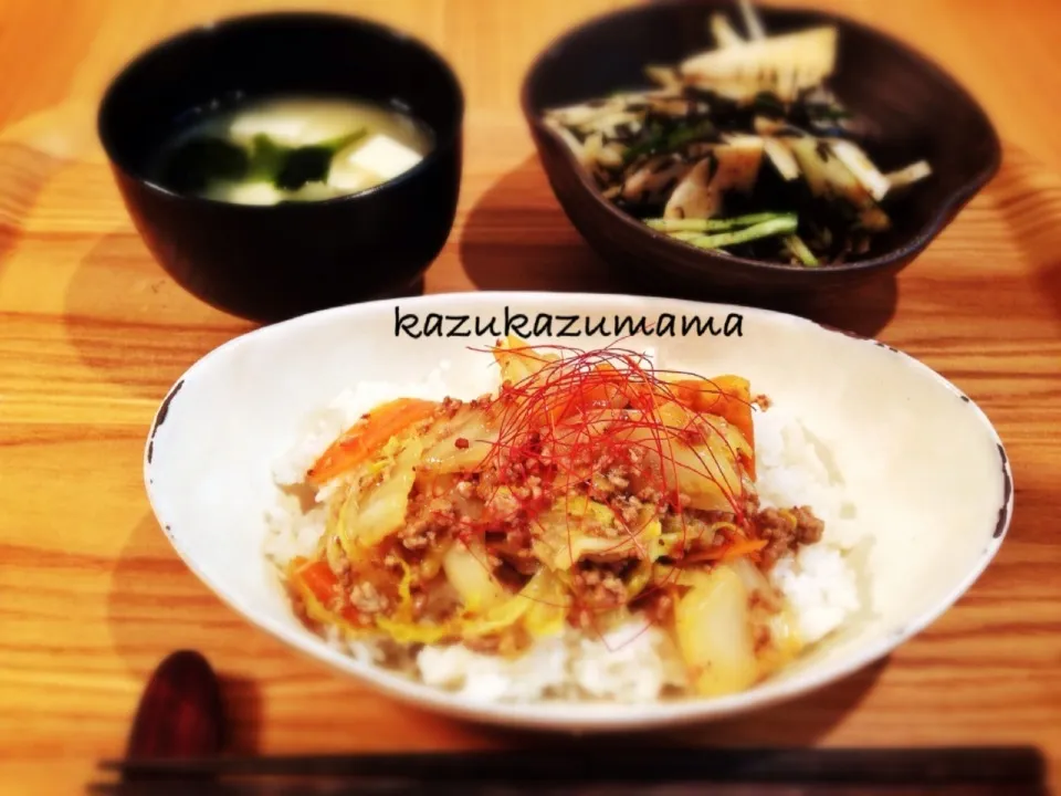 トロトロ白菜と豚ひき肉の丼ぶり|kazukazumamaさん