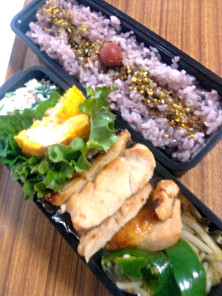 Snapdishの料理写真:鶏の味噌漬け弁当|いりごまさん