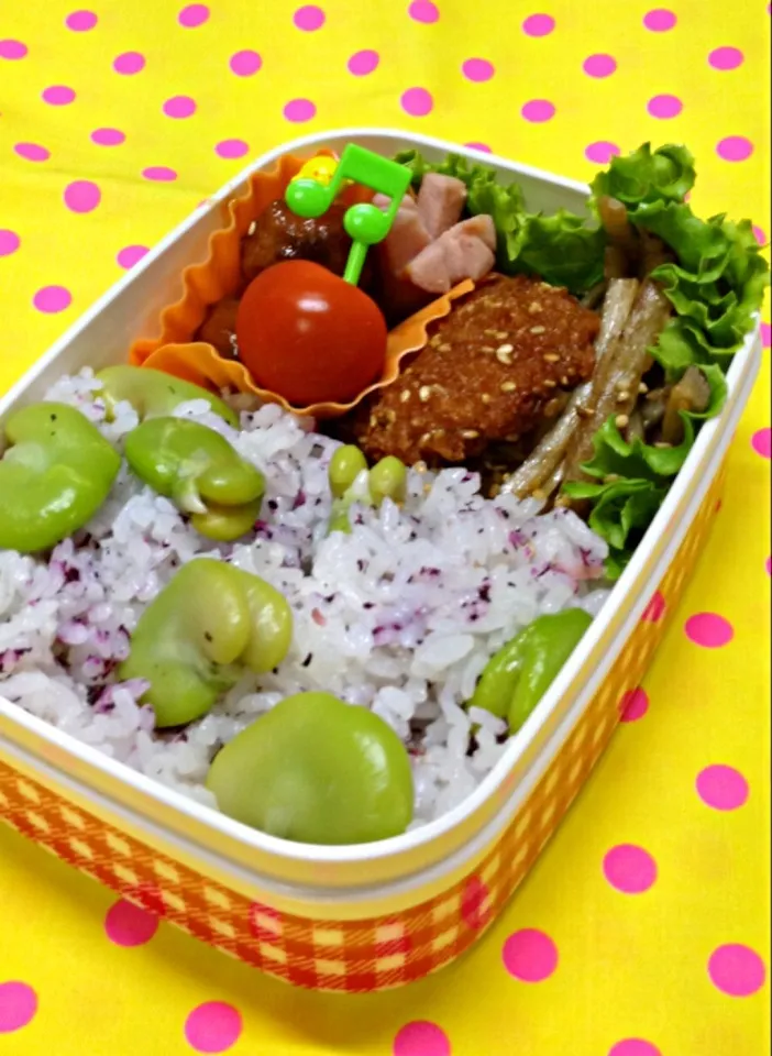 ６／６ そら豆ご飯弁当|kokoさん