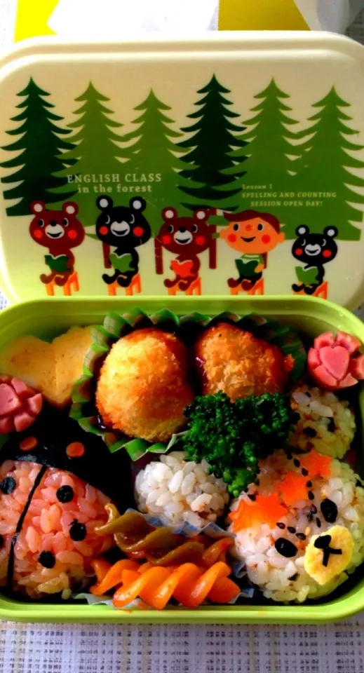 ⌘今日の年中さんの息子のお弁当⁂てんとう虫とジャッキー⁂⌘|ʕ •́؈•̀ ₎maiʕ •́؈•̀ ₎さん