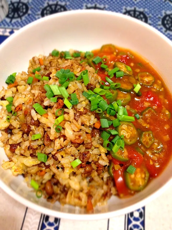 トマトあんかけ納豆炒飯|カザラさん