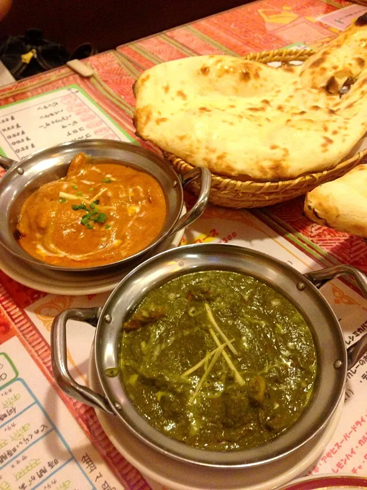 チキンカレーとサグブラウンカレーとナン@タァバン|gackt0518jpさん