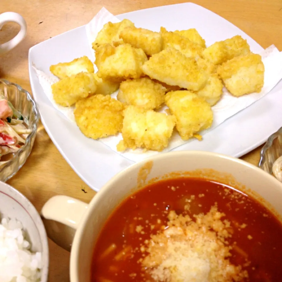 イカのカレー揚げ  スパサラ  ミネストローネ|りつ(*≧艸≦)さん