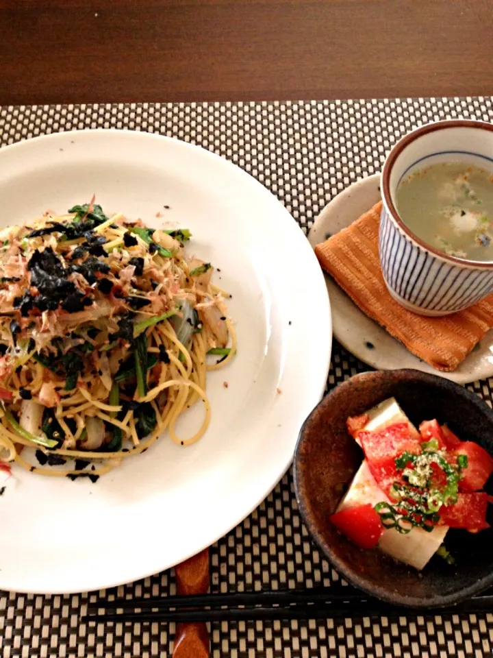 赤じそふりかけで簡単和風パスタランチ|skegloriaさん