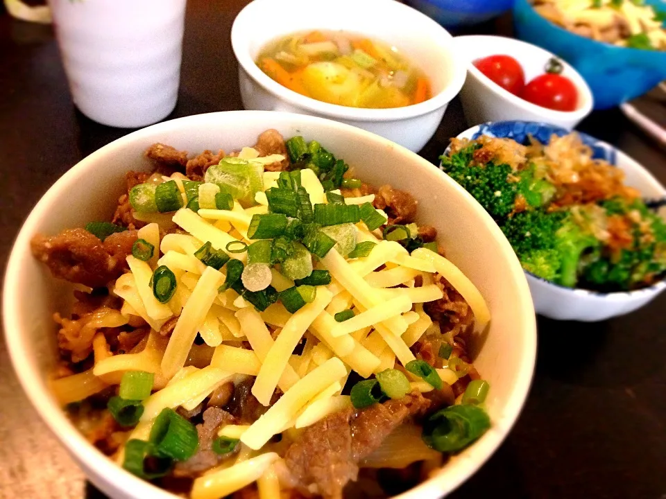 ねぎチーズ牛丼|はなびさなさん