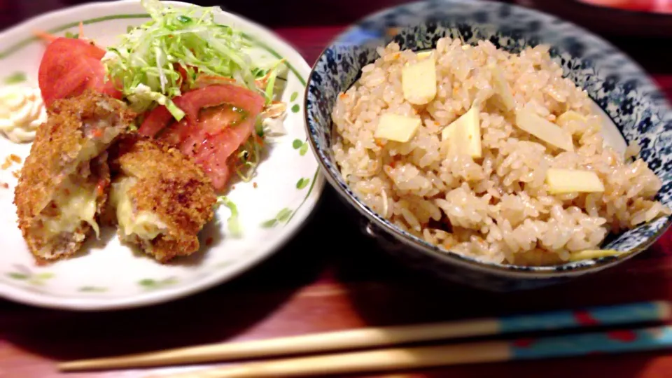 タケノコの炊き込みご飯と野菜チーズコロッケ♪|堀田光さん