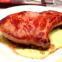 Snapdishの料理写真:Berkshire Pork Chop with Fava Salata & Horta|Paul Feigさん