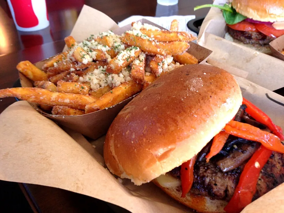 White Truffle burger at Gburger  and Parmesan fries|Liliyianさん