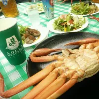 Snapdishの料理写真:蟹とあくらビール|工藤さん