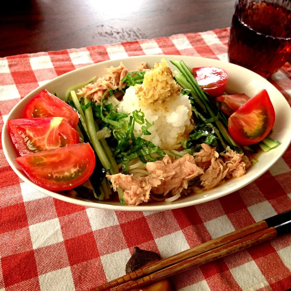 6月10日の昼食・ツナおろしそうめん|なつみさん