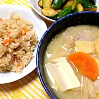 鰹だしたっぷり豚汁定食風|靖子さん