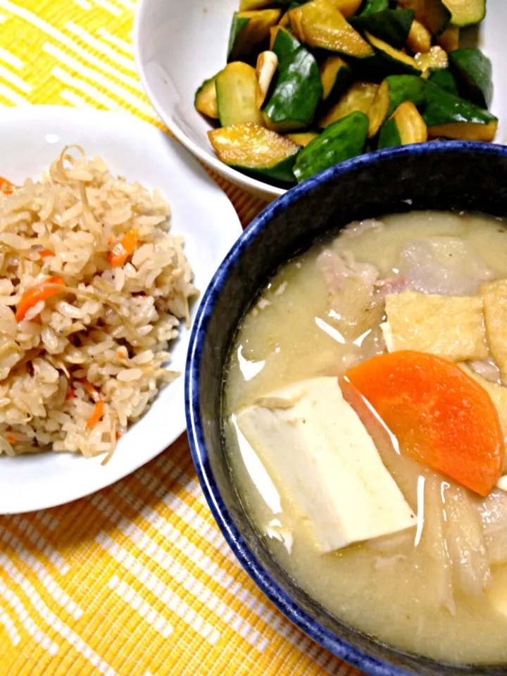 鰹だしたっぷり豚汁定食風|靖子さん