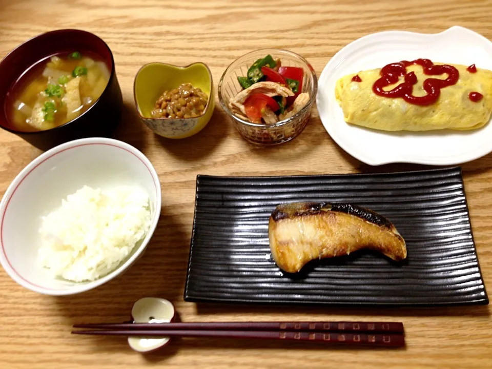 鰤の塩焼き＆オムレツ|ゆきぼぅさん