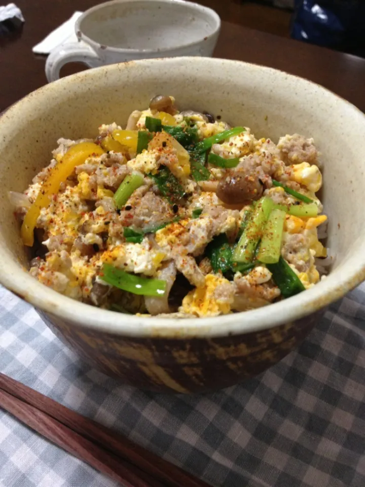 鶏ひき肉で親子丼♪|きゃおさん