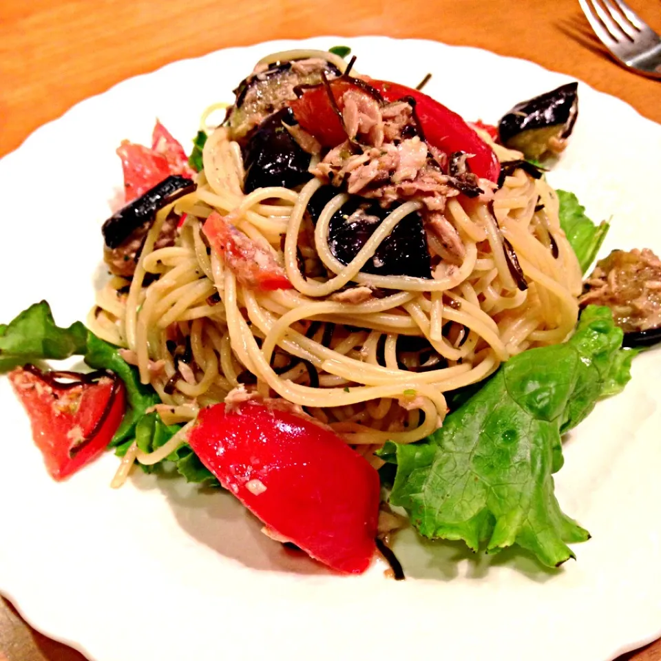 茄子とトマトの冷静パスタ|TOMOさん