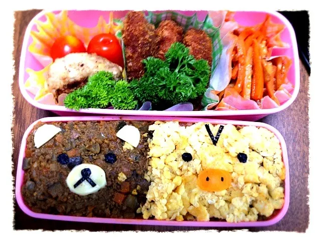 リラックマ2色弁当|ペンギンさん