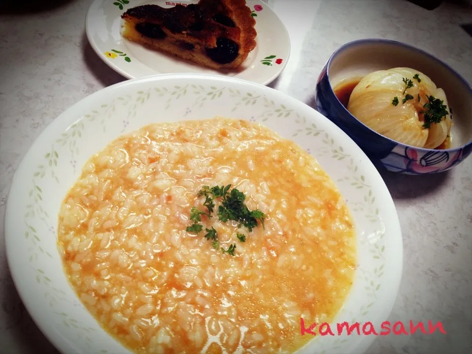 トマトリゾット🍅・新玉ねぎのレンジ蒸し・チェリーのタルト🍒|かまさん