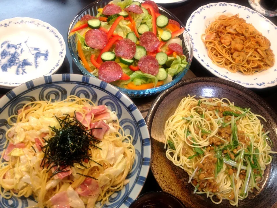 Snapdishの料理写真:3種パスタ♪|Yuiko Naganumaさん