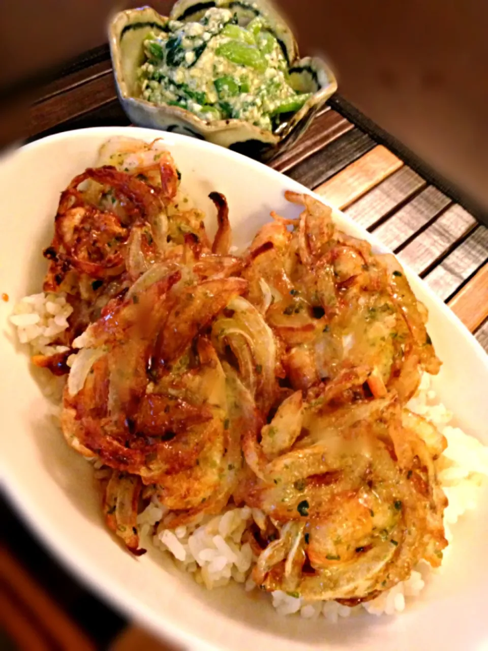 どーんとかき揚げ丼 &小松菜白和え|みれいさん