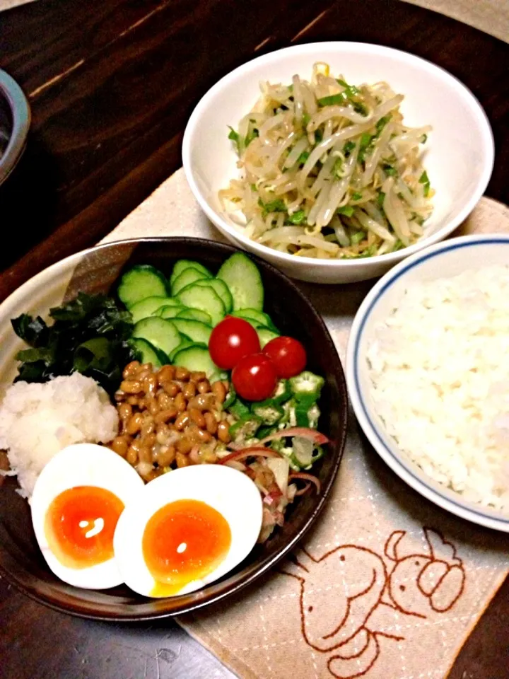 豪華な納豆定食(￣▽￣)|morimi32さん