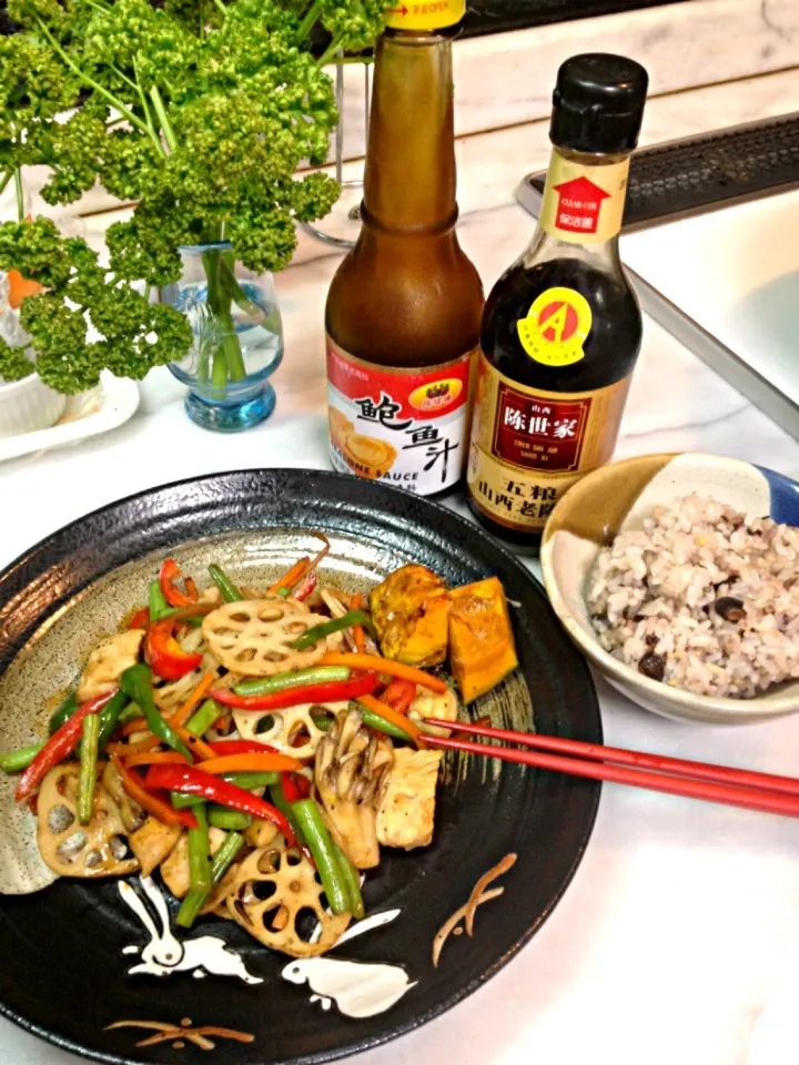 鶏と好物野菜の黒酢炒め🍄|🐰うさぎのもも🐰さん