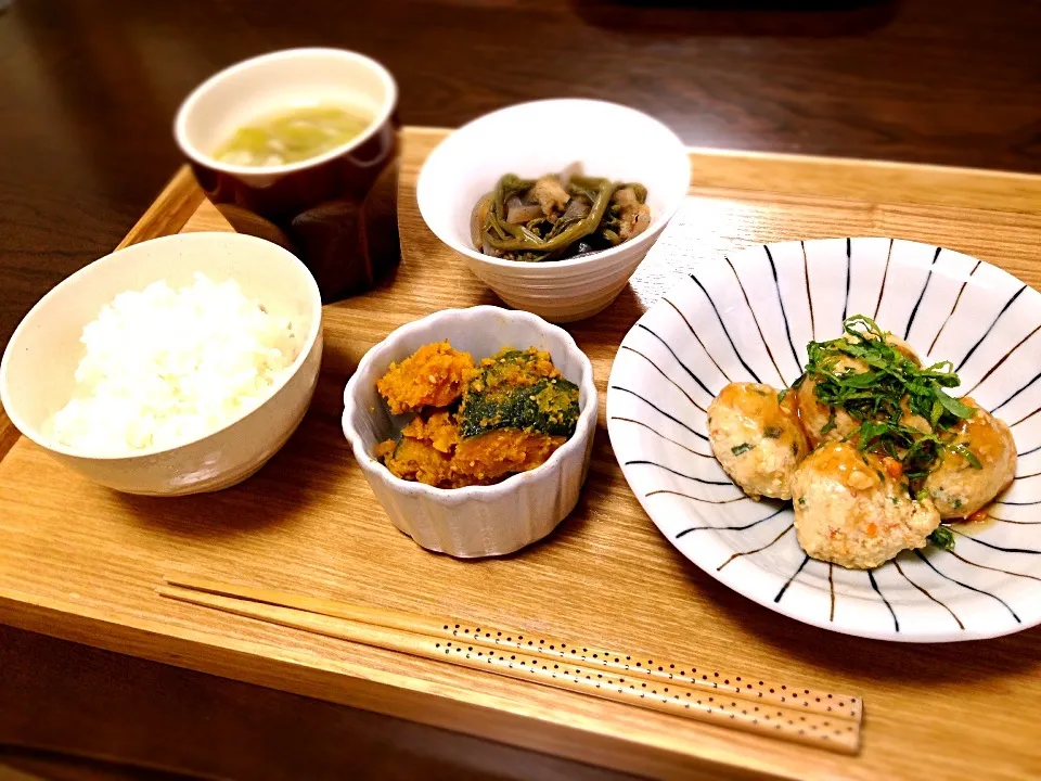 鶏団子の照り焼きソース定食|ユカさん