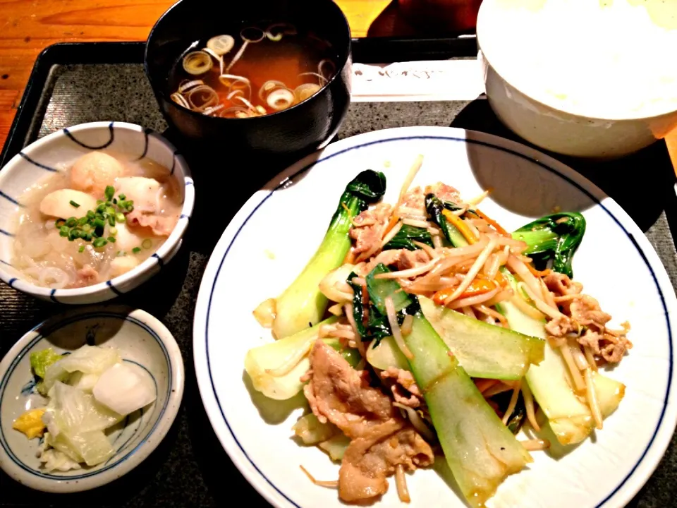 豚チンゲン菜炒め定食|yさん