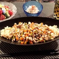 Snapdishの料理写真:野菜と鶏と豆腐のそぼろ丼|ゆーきさん