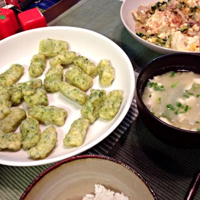 いか磯辺揚げ 味噌汁 ゴーヤチャンプルー び|さるさん