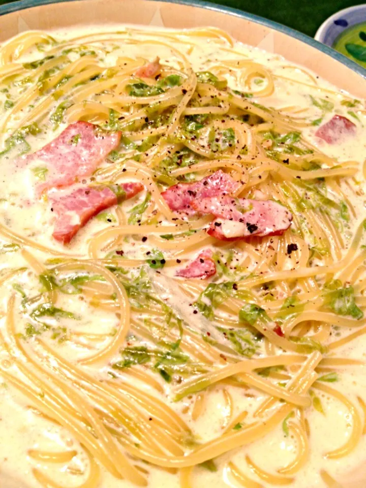 のりとベーコンのパスタ|よへいさん