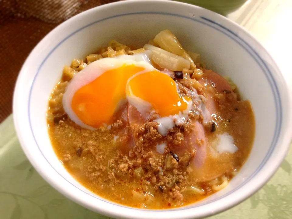 ピリ辛白胡麻担々麺❤温たまのせ💜|夏蜜柑さん