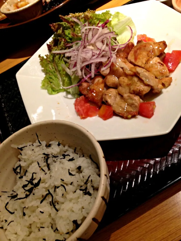 鶏の柚子胡椒定食|おてんき小僧さん