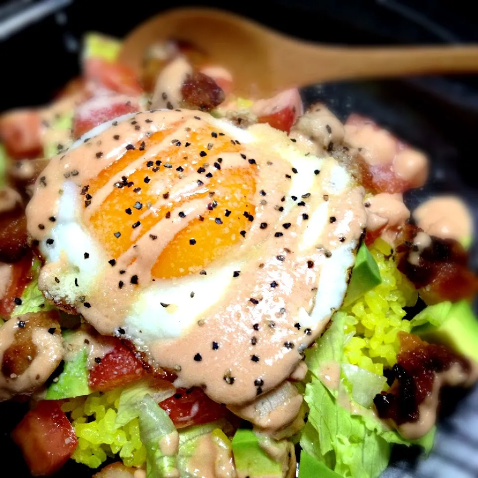 Fried chicken rice of the Loco Moco style|nori.co.jpさん