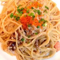 Snapdishの料理写真:明太子スパゲティ|徳永寛さん