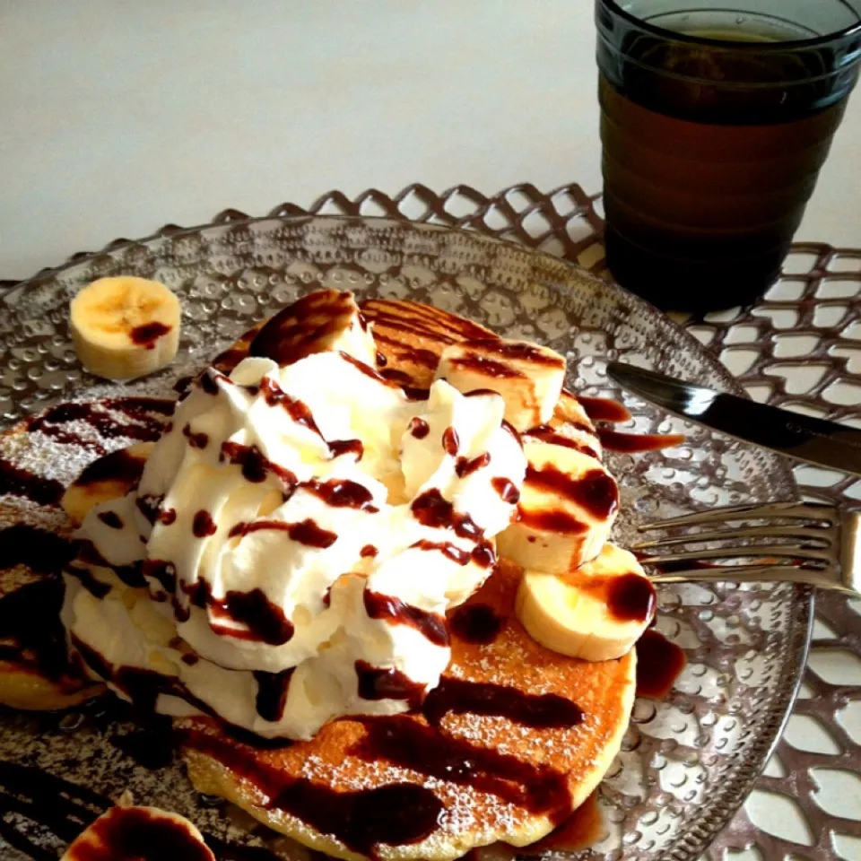 Snapdishの料理写真:choco&banana de ホットケーキ♡|えりさん