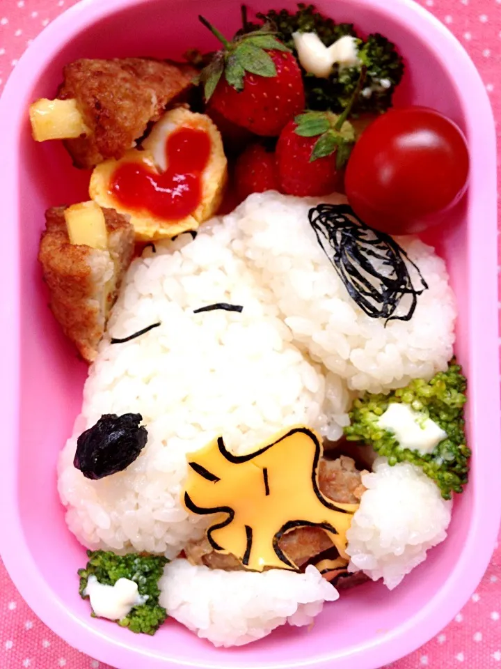 Snapdishの料理写真:Lunch box☆Woodstock&Snoopy☆ｳｯﾄﾞｽﾄｯｸ&ｽﾇｰﾋﾟｰ|🌈Ami🍻さん