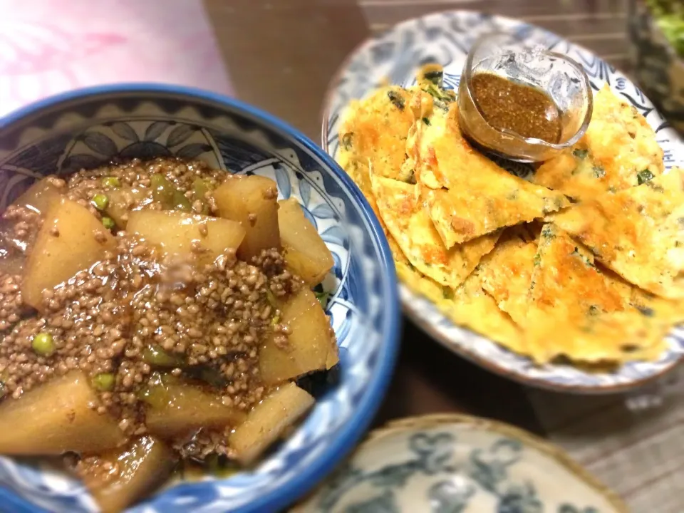 大根の鶏そぼろ煮とチヂミ|maipuさん