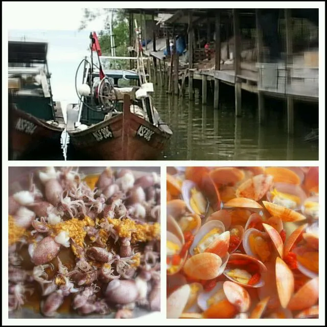 seafood by the fishing boat jetty in kuala lukut|yapさん