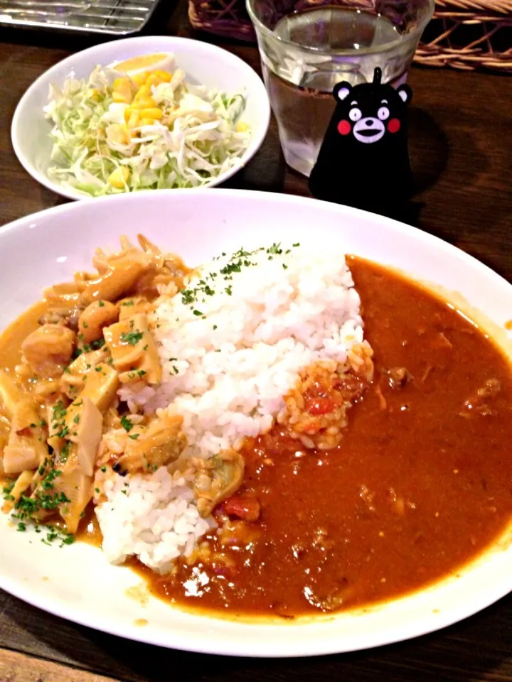 たけのことエビのタイカレーとデミトマトのＷカレー！ん〜！長い！(^^;;  2013#179|大阪カレー部長さん